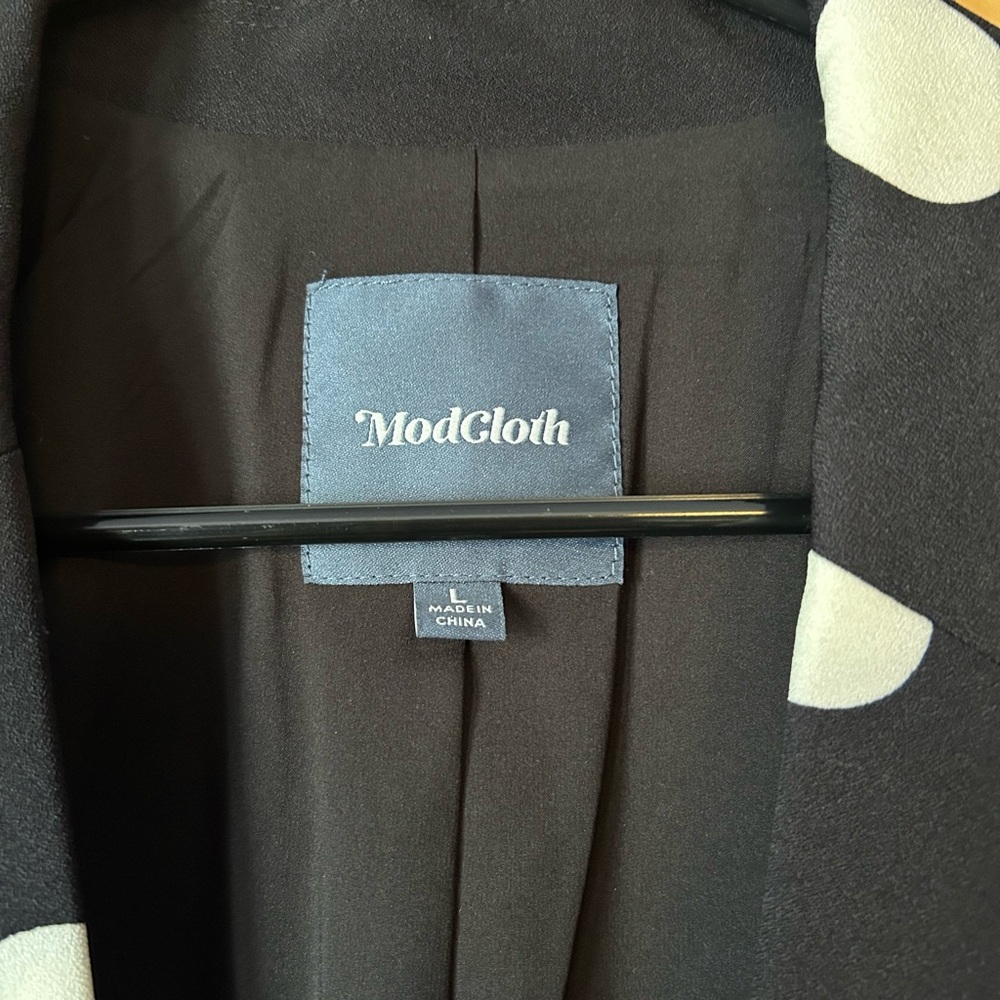 Modcloth Black Blazer with White Polka Dots - Picture 2 of 4